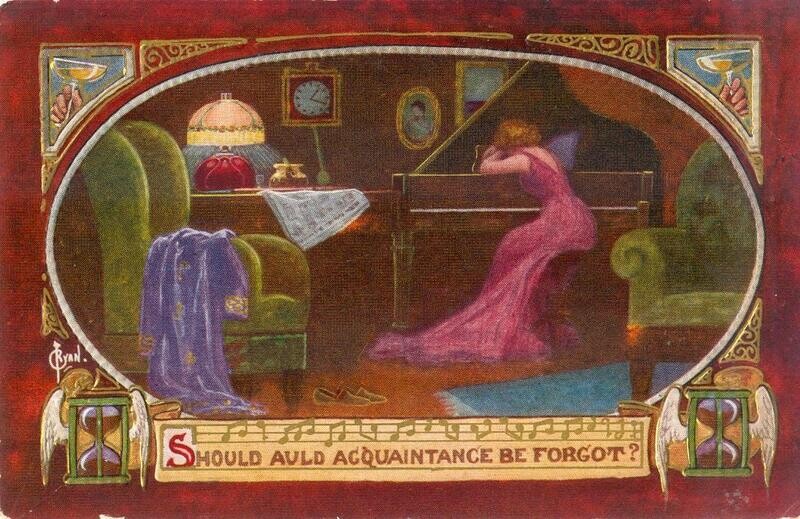 1912 LITHO Should Auld Acquaintance Be Forgot postcard, Cissna Park, Illinois