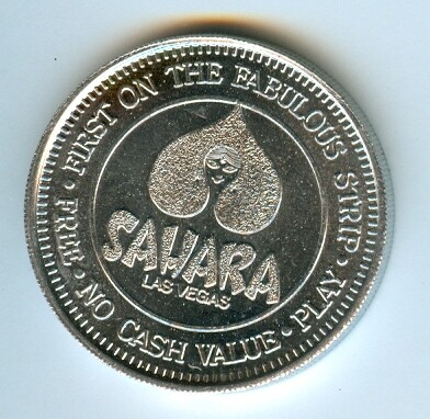 Sahara Casino, Las Vegas, Nevada, large/thick aluminum free slot play token