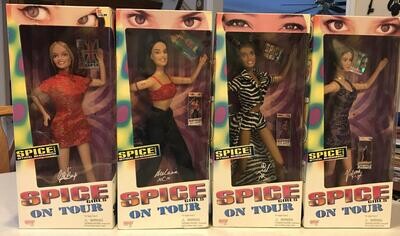 Spice Girls - On Tour - Posh, Scary, Sporty &amp; Ginger 4 MIB dolls by Galoob 1998