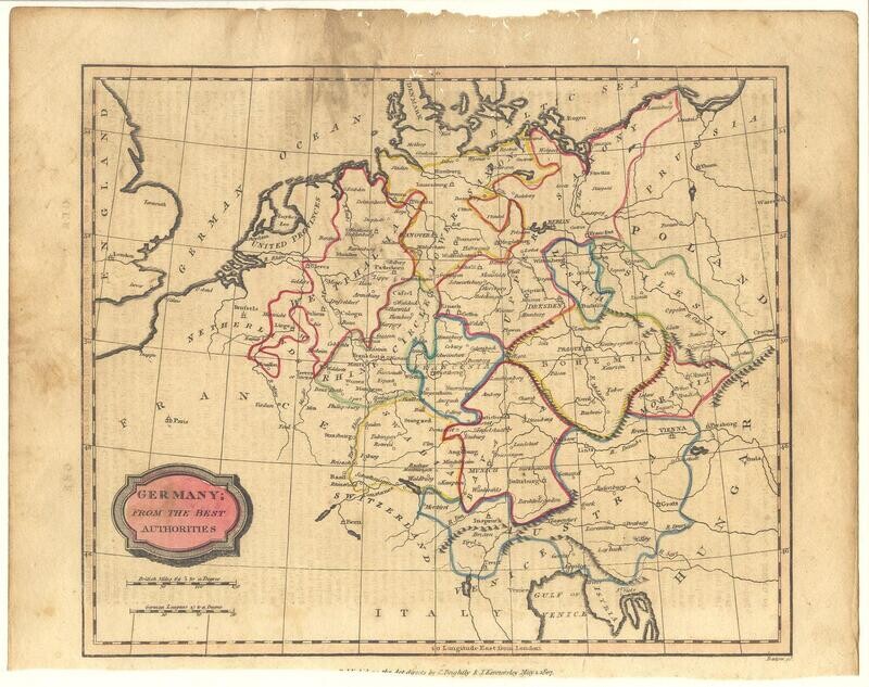 1807 map of Germany - C. Brightly &amp; E. Kinnersley original, over 200 year old!