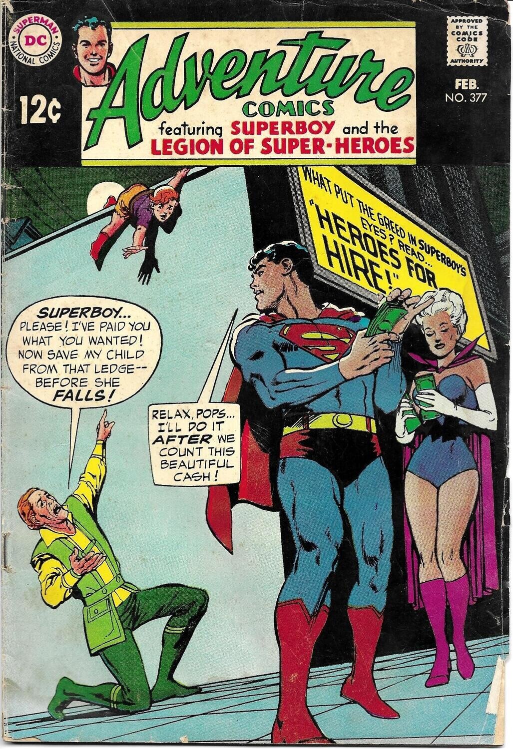 Adventure Comics #377 - February 1969, DC Comics, Neal Adams &amp; Win Mortimer AG