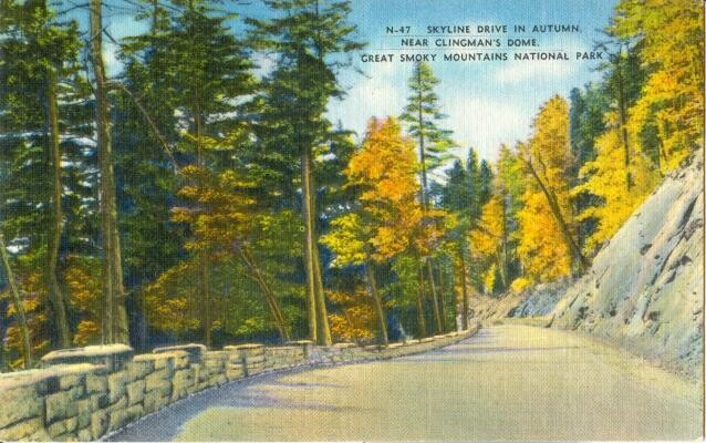 LINEN 1930s: Skyline Drive in Autum, Clingman&#39;s Dome