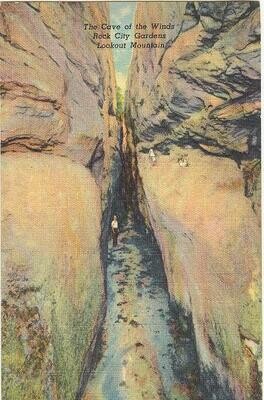 1938 Linen: Cave of the Winds Rock City, Lookout Mtn