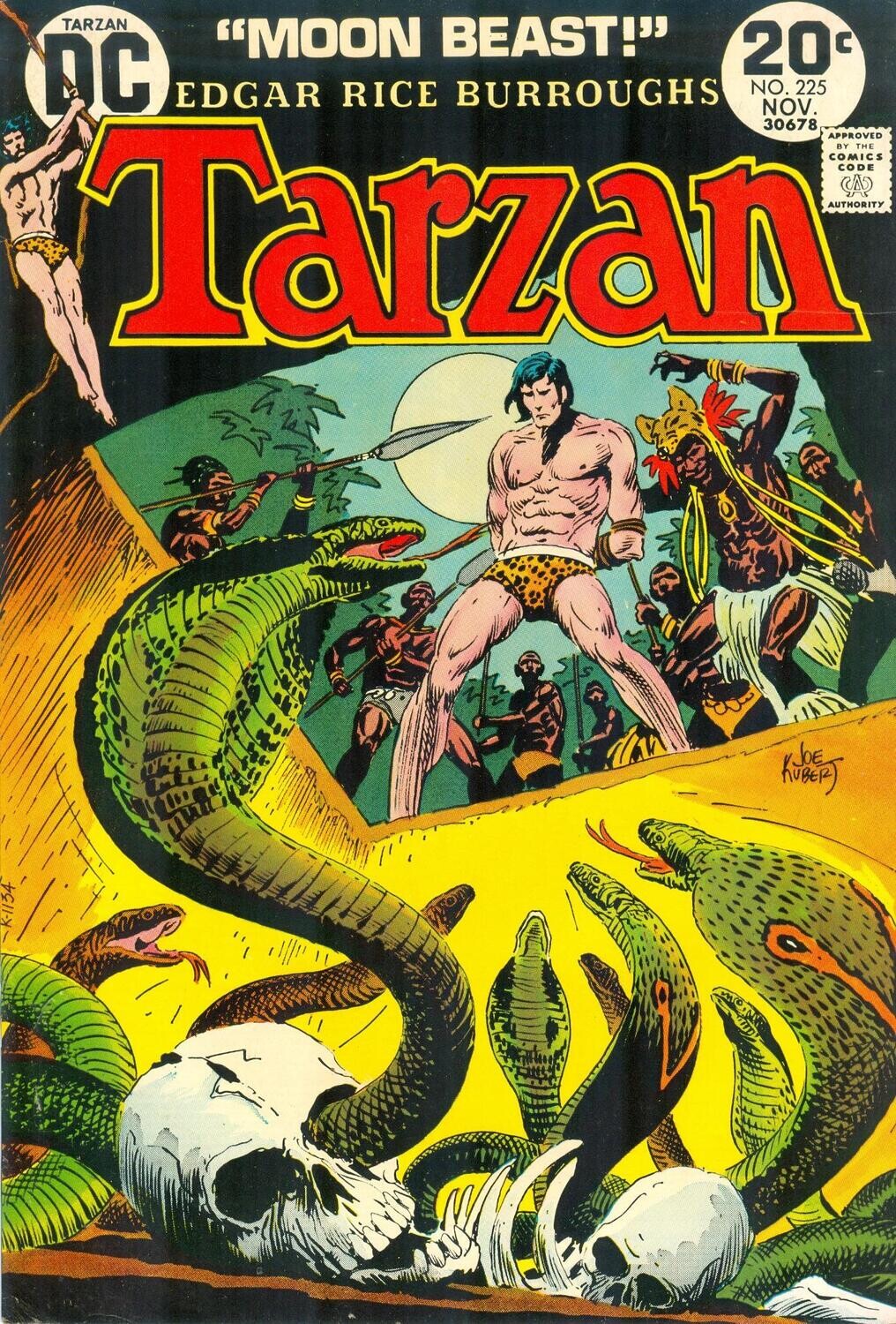 Tarzan #225 - DC Comics - November 1973, 20¢ cover, Kubert art, warehouse find