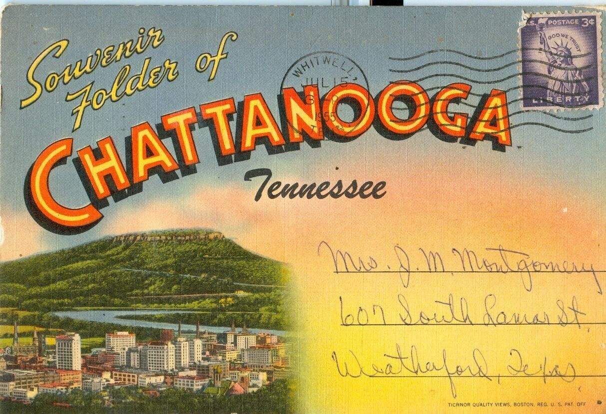 1950s Linen View Folder: Chattanooga, Tennessee