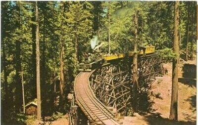 1960s CHROME Postcard: Roaring Camp &amp; Big Trees Narrow-Gauge Railroad