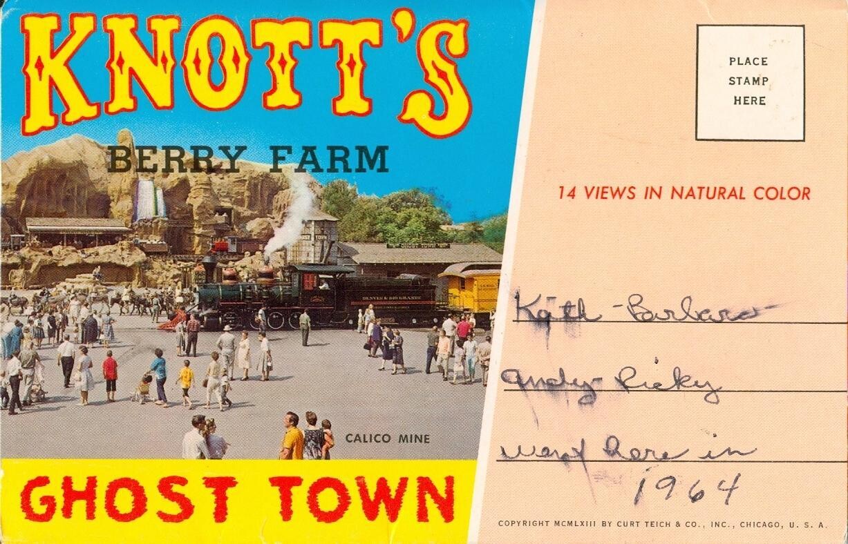 1963 Curt Teich Knott&#39;s Berry Farm Ghost Town - multi-fold postcard, 14 views
