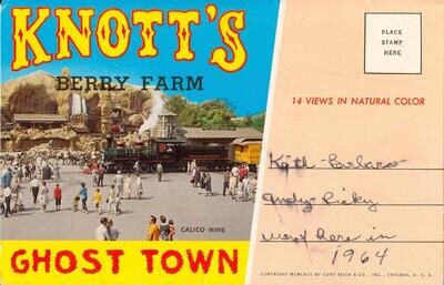 1963 Curt Teich Knott&#39;s Berry Farm Ghost Town - multi-fold postcard, 14 views