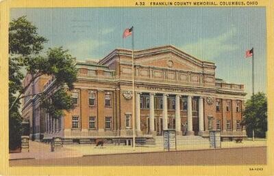 1933 Linen: Franklin County Memorial, Columbus, Ohio