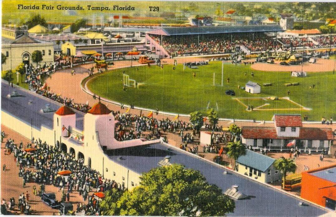 1930s LINEN postcard - Florida Fair Grounds, Tampa, Fla., T29, Tichnor #65910