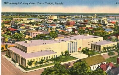 1940s LINEN postcard - Hillsborough County Court House, Tampa, Florida T-88
