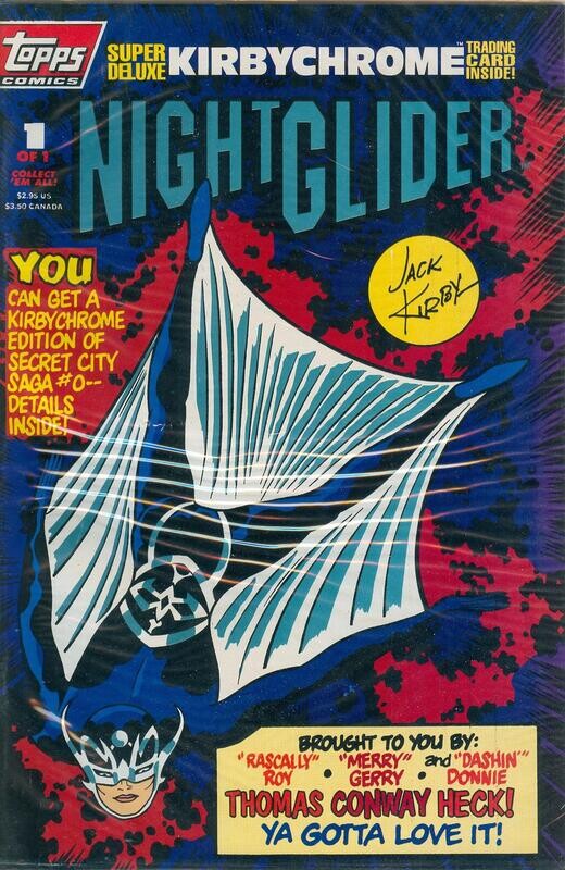 Nightglider #1, Topps Comics, April 1993, $2.95 cover, Jack Kirby art, polybagged with card