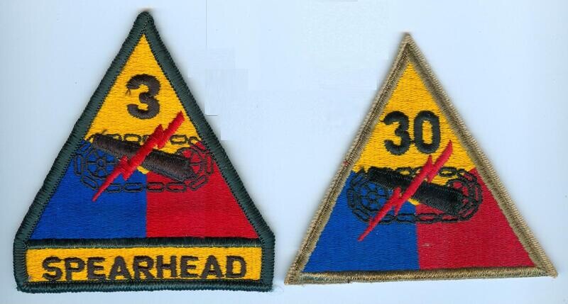 United States - Two Armored Division patches, 3rd Spearhead &amp; 30th Volunteers