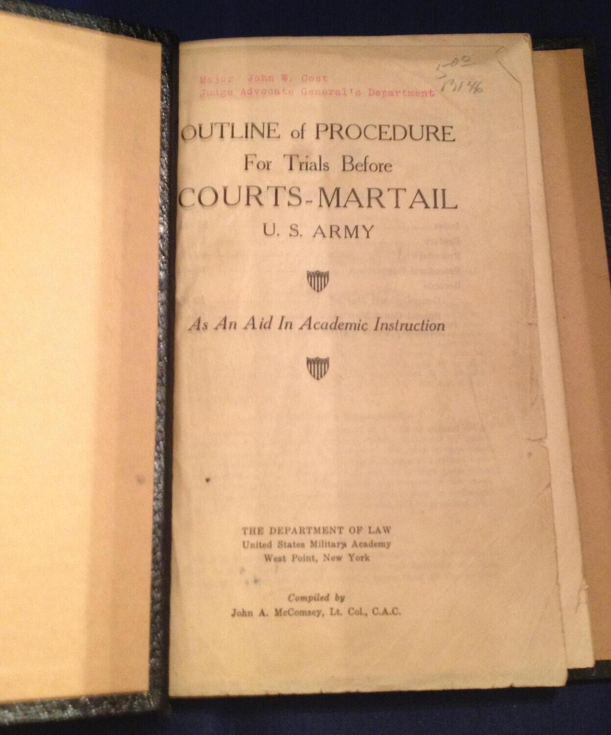 1940s Outline of Procedure for Trials Before Courts-martial, U.S. Army