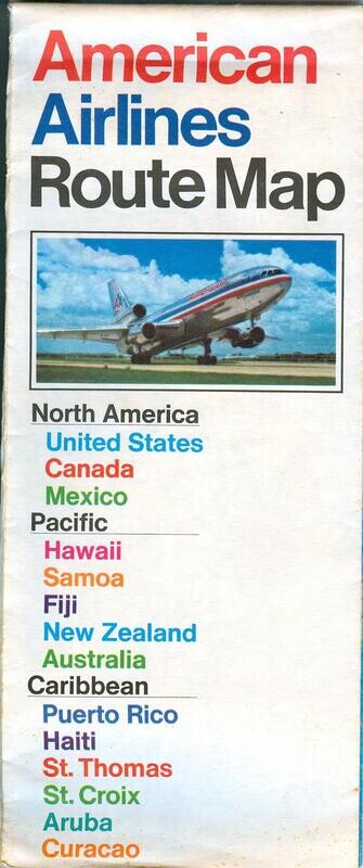 American Airlines Route Map - large foldout, circa 1970