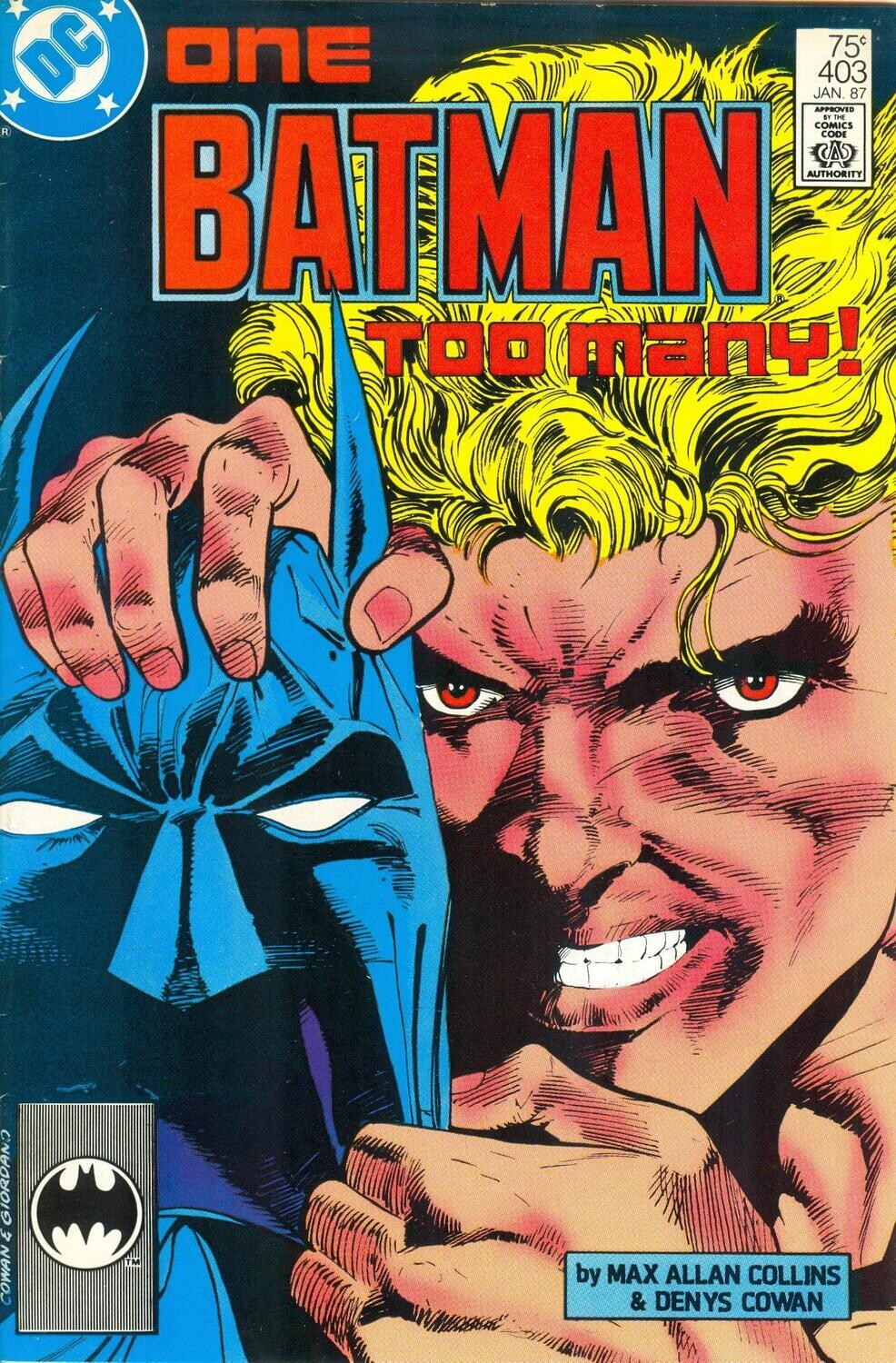 Batman #403 (January 1987) Denys Cowan &amp; Dick Giordano cover art, 75¢ DC Comics