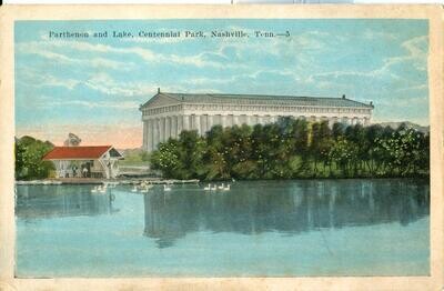 Parthenon and Lake Watauga, Centennial Park, Nashville, Tennessee, litho 1900s