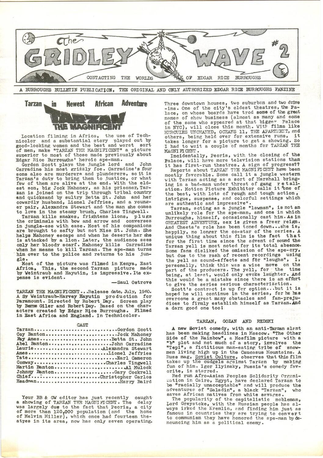 The Gridley Wave #2 - Tarzan&#39;s the Magnificent - Edgar Rice Burroughs fanzine