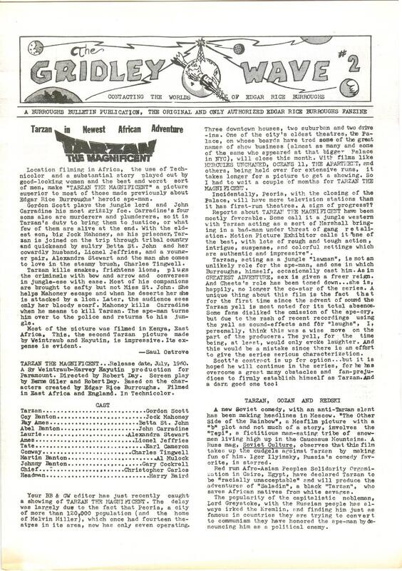 The Gridley Wave #2 - Tarzan&#39;s the Magnificent - Edgar Rice Burroughs fanzine