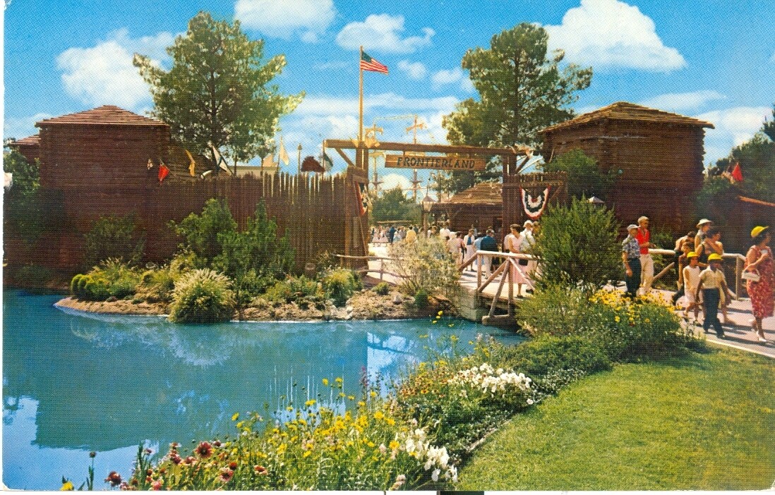 CHROME: Disneyland - C-1 Frontierland Entrance - postcard mailed 1965