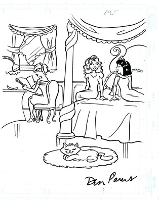 Princess Bedroom Pals - Dan Parent splash page 8½ x 11 original Archie style art