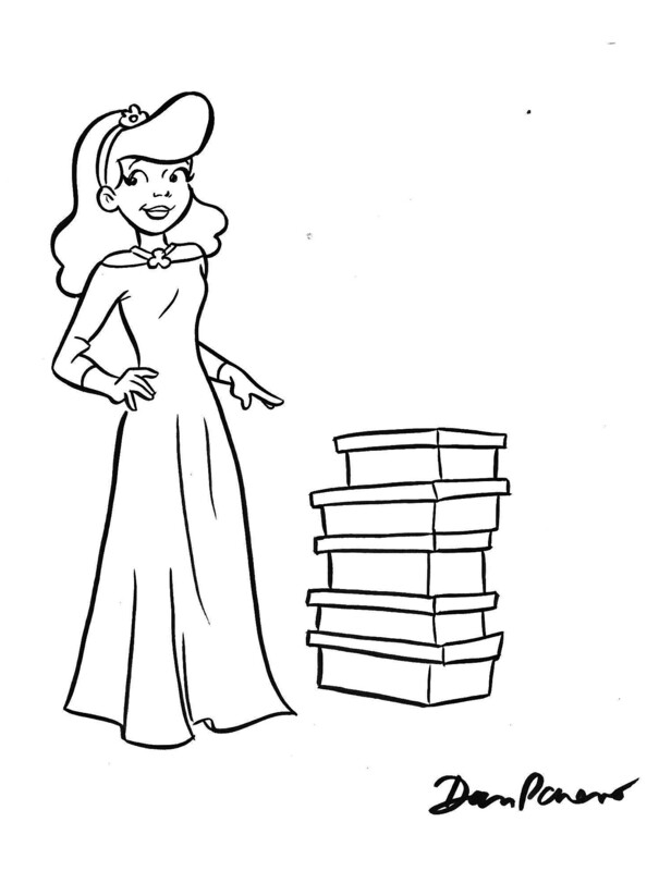 Super-cute teen princess boxes by Dan Parent, 8½ x 13 original Archie style art