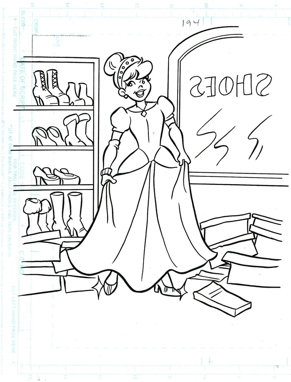 Princess &amp; Shoes - Dan Parent splash page 8½ x 11 original Archie style art