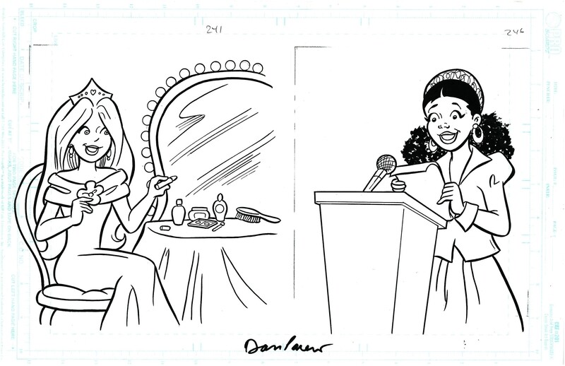 Dan Parent art, Two Princess Pages on 11 x 17 board, original Archie style art