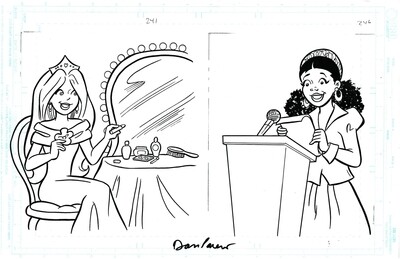 Dan Parent art, Two Princess Pages on 11 x 17 board, original Archie style art