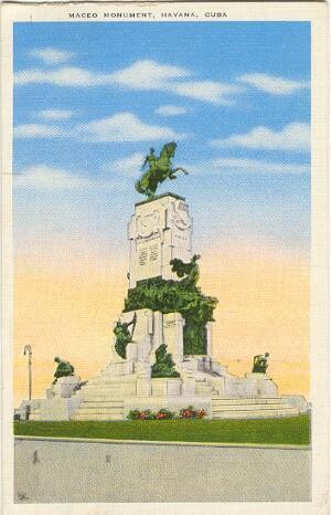 1940s Linen Postcard: Maceo Monument, Havana, Cuba, E. C. Kropp Co., #4788