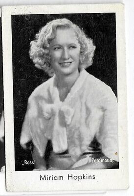Miriam Hopkins, Paramount star - 1930s Filmfotos cigarette card #338