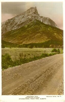 1930s Real Photo Postcard: Anderson Peak, Waterton Glacier, Alberta, Canada