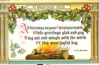 1910 LITHO: Gilt Christmas postcard, Heist family, Cissna Park, Illinois