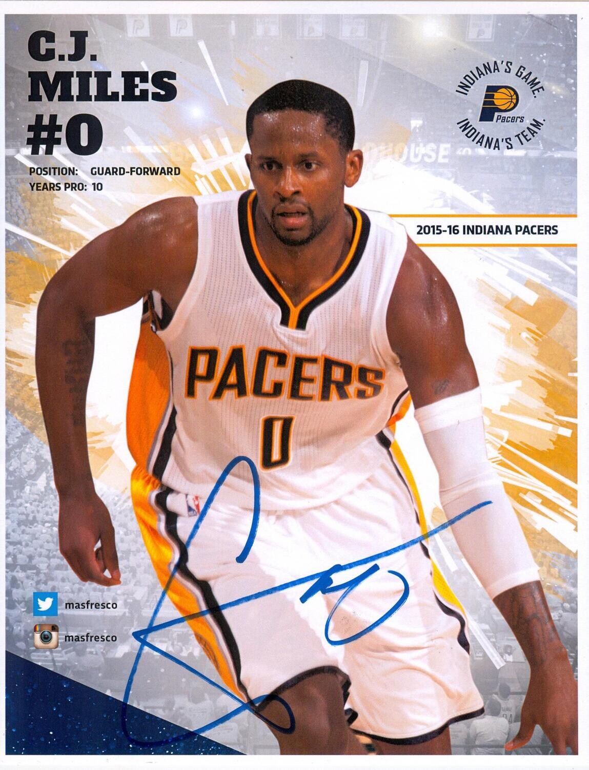 C.J. Miles #0 Indiana Pacers - autographed 8 1/2 x 11 inch print with Pacers COA