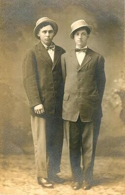 1910s REAL PHOTO: Dapper pair, William H. Heist&#39;s sons?, Cissna Park, Illinois