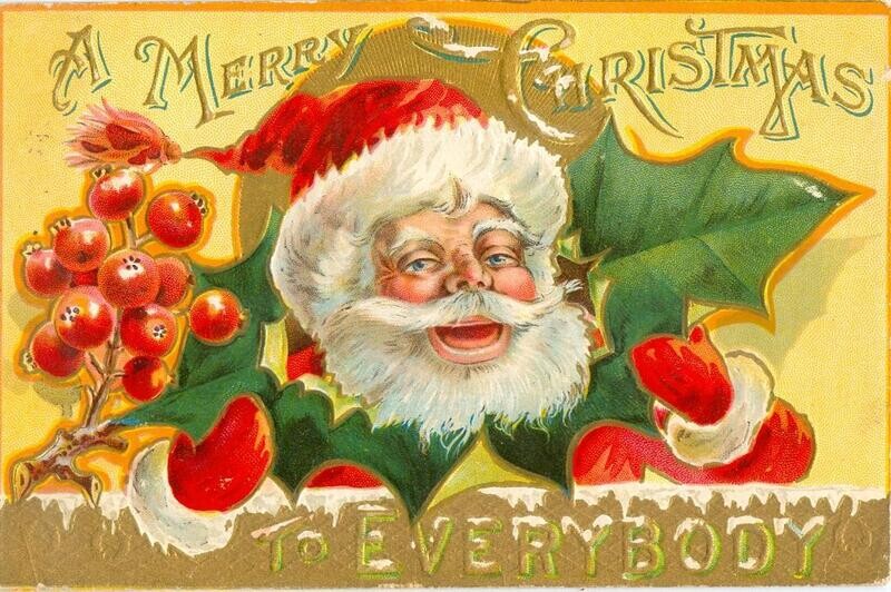 1908 LITHO: Christmas postcard, Heist family, Cissna Park, Illinois