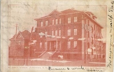 1907: St. John's Academy, Jamestown, North Dakota, a fairly scarce postcard