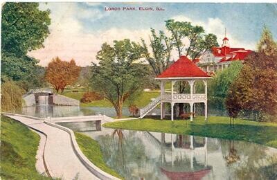 1909 LITHO: Lords Park, Elgin, Illinois. No. 1107 - postcard