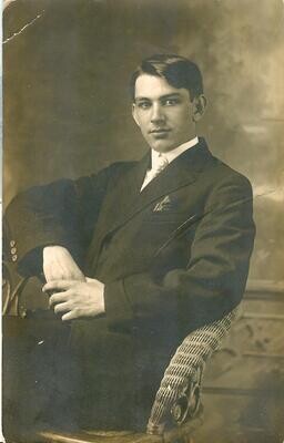 1909 REAL PHOTO: Perry, a friend of the Heist family, Cissna Park, Illinois