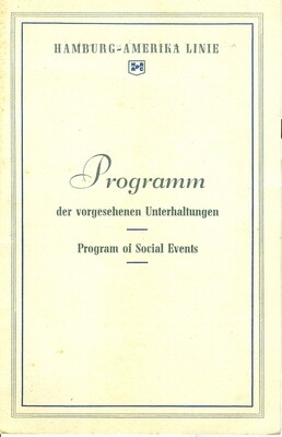1937 S.S. New York Program of Social Events, Hamburg-Amerika Line - original
