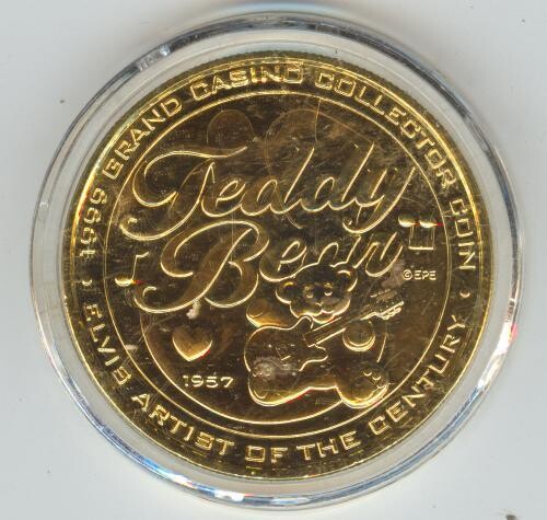1999 Elvis Teddy Bear Grand Casino $5 token - Uncirculated