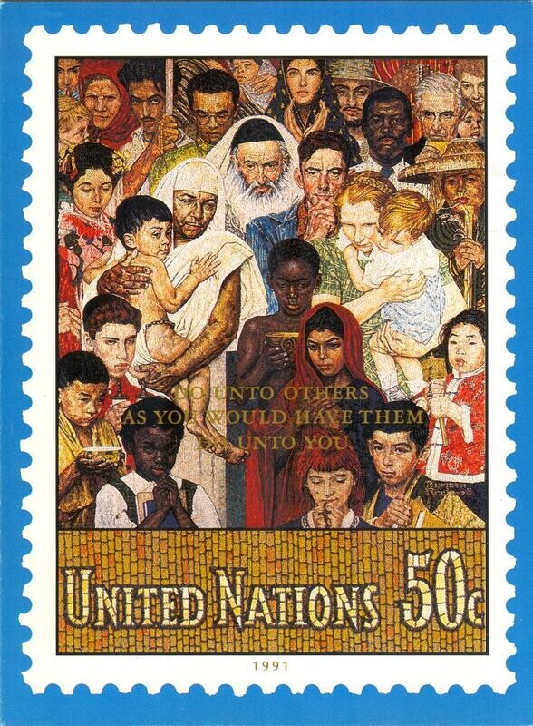 1991 United Nations Christmas Card - UN Scott 591 single cancelled