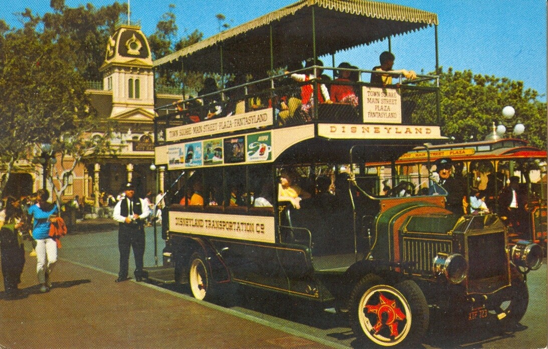 CHROME: Disneyland - Disneyland Omnibus - Main Street USA postcard 1968-1971