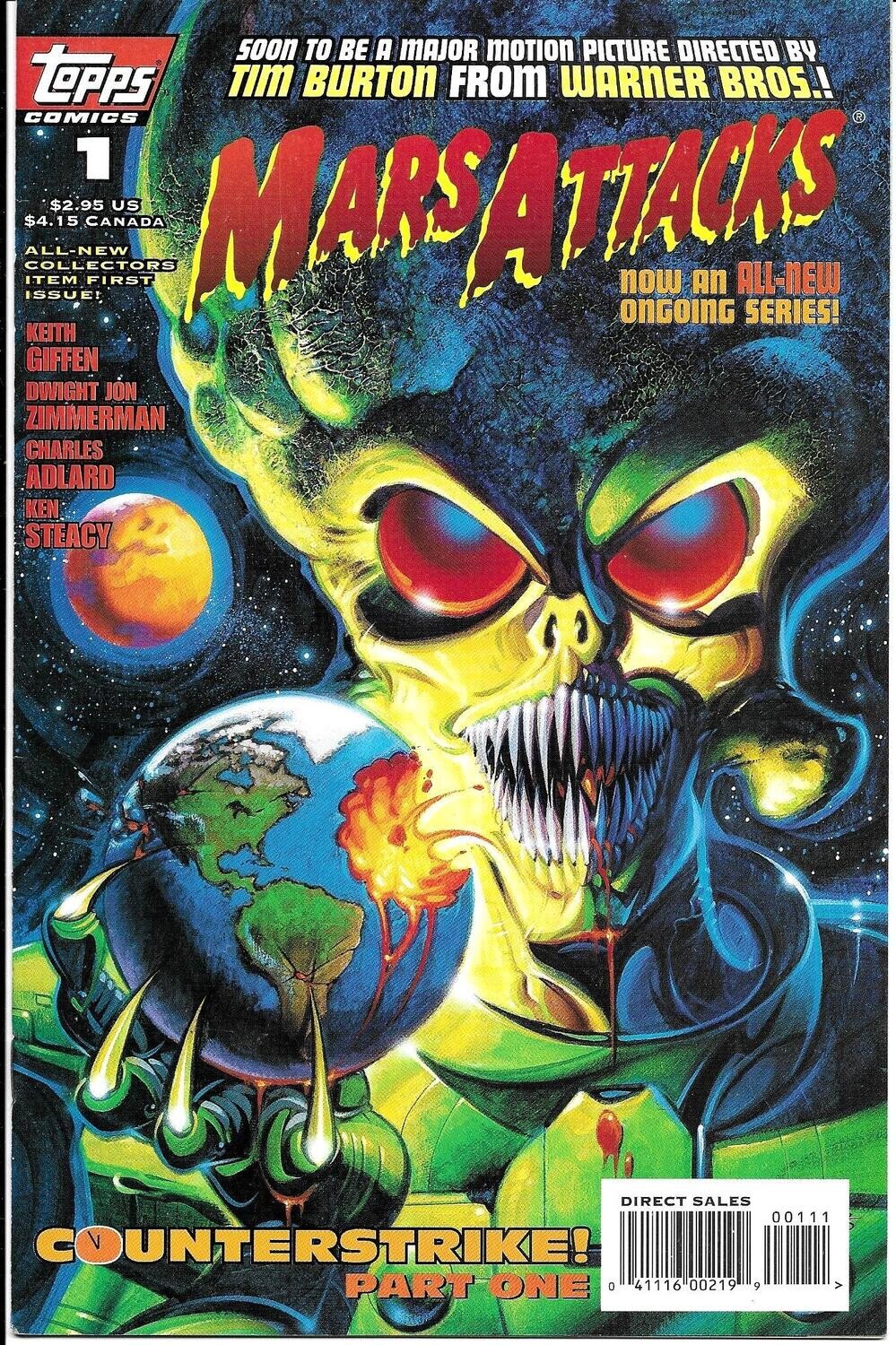 Mars Attacks #1, August 1995, Topps Comics, Ken Steacy cover