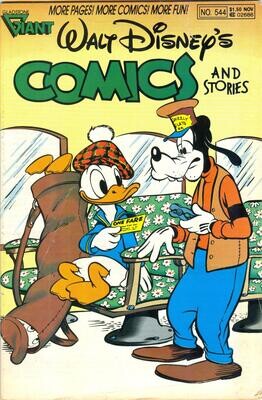 Walt Disney&#39;s Comics and Stories #544, November 1989, Gladstone Publishing $1.50