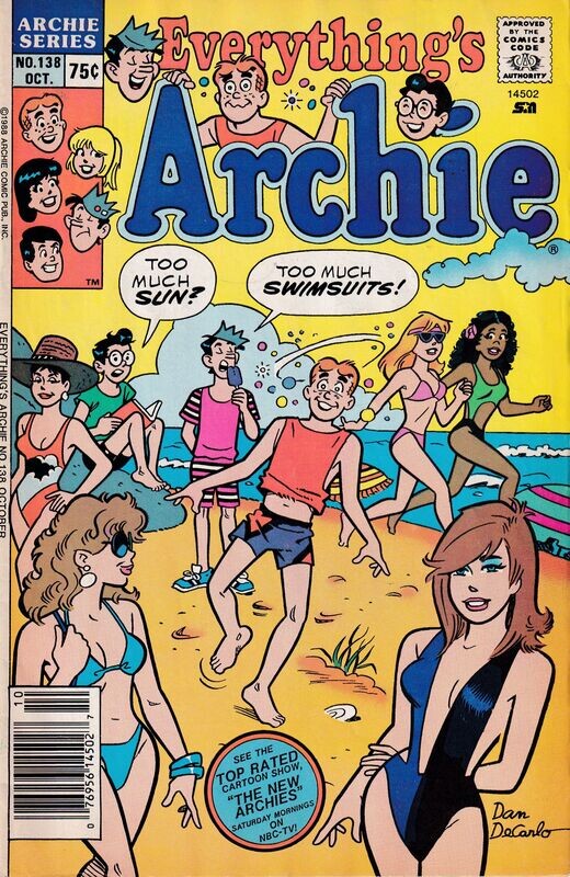 Everything&#39;s Archie #138, Archie Comics, October 1988, 75¢ cover Dan DeCarlo swimsuit cover