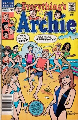 Everything&#39;s Archie #138, Archie Comics, October 1988, 75¢ cover Dan DeCarlo swimsuit cover