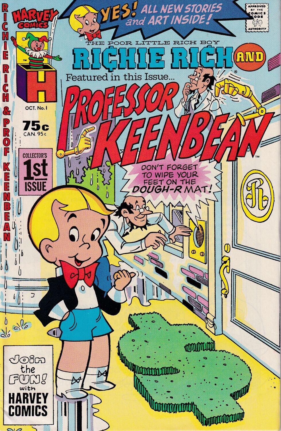 Richie Rich and ... #1, Harvey Comics, October 1987, 75¢ cover, Richie Rich and Professor Keenbean
