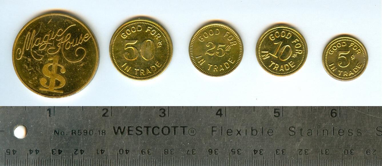 Circa 1950s Springfield, Illinois, trade token set 5¢ to $1 coins