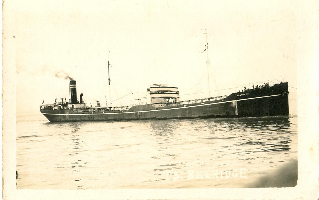 c. 1915 T.S. Belridge - Tank Steamer - Real Photo - 1st ship torpedoed WWI